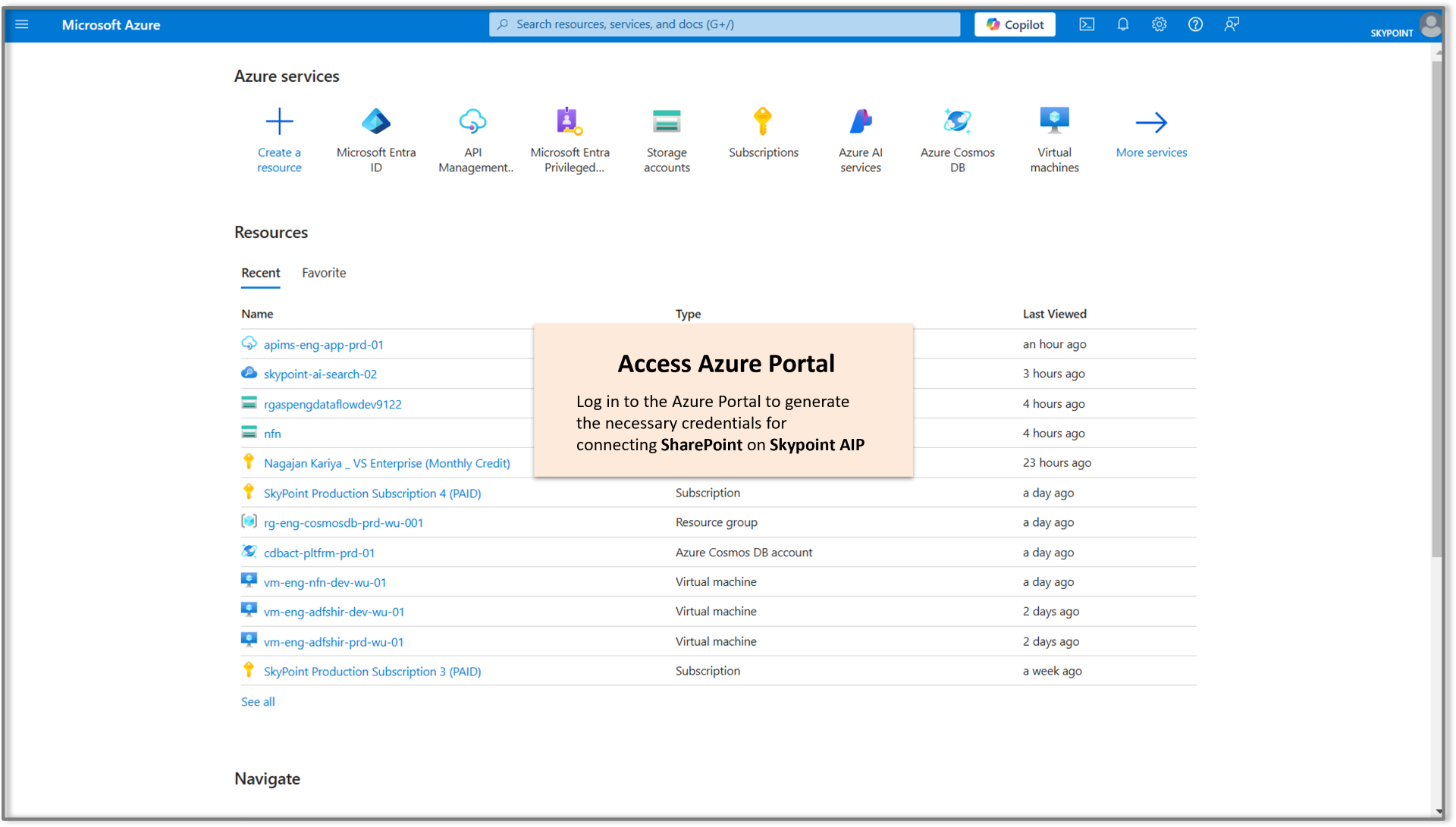 login to azure portal