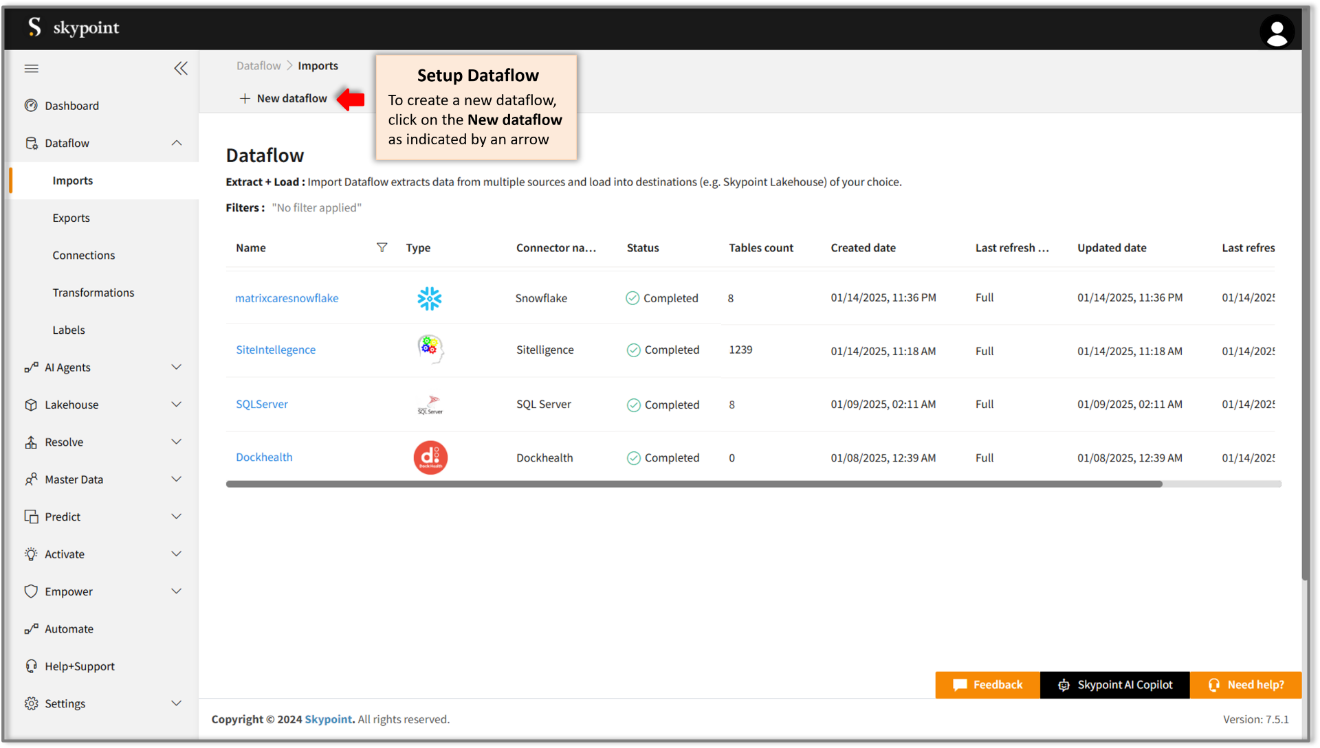 Create new dataflow for reftab connector